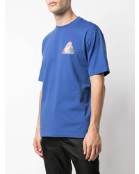 blaues bedrucktes T-Shirt mit einem Rundhalsausschnitt von Palace