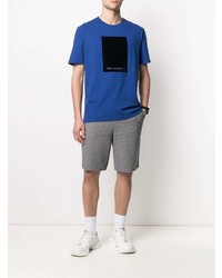 blaues bedrucktes T-Shirt mit einem Rundhalsausschnitt von Karl Lagerfeld