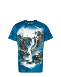 blaues bedrucktes T-Shirt mit einem Rundhalsausschnitt von G-Star Raw Research