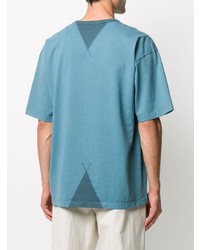 blaues bedrucktes T-Shirt mit einem Rundhalsausschnitt von Craig Green