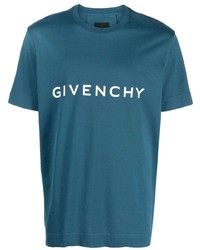 blaues bedrucktes T-Shirt mit einem Rundhalsausschnitt von Givenchy