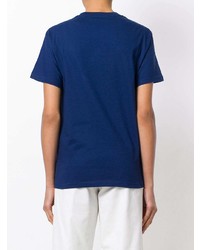 blaues bedrucktes T-Shirt mit einem Rundhalsausschnitt von Golden Goose Deluxe Brand