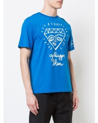 blaues bedrucktes T-Shirt mit einem Rundhalsausschnitt von Haculla