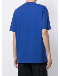 blaues bedrucktes T-Shirt mit einem Rundhalsausschnitt von Emporio Armani