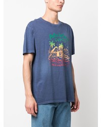 blaues bedrucktes T-Shirt mit einem Rundhalsausschnitt von Polo Ralph Lauren