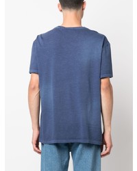 blaues bedrucktes T-Shirt mit einem Rundhalsausschnitt von Polo Ralph Lauren