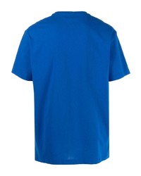 blaues bedrucktes T-Shirt mit einem Rundhalsausschnitt von Tommy Jeans