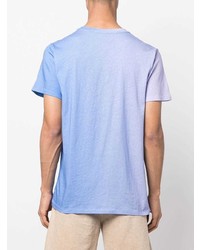 blaues bedrucktes T-Shirt mit einem Rundhalsausschnitt von Isabel Marant