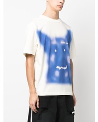 blaues bedrucktes T-Shirt mit einem Rundhalsausschnitt von Heron Preston