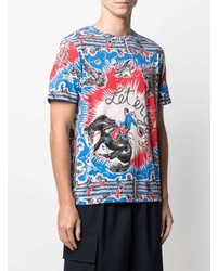 blaues bedrucktes T-Shirt mit einem Rundhalsausschnitt von Paul Smith