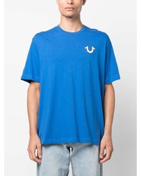 blaues bedrucktes T-Shirt mit einem Rundhalsausschnitt von True Religion