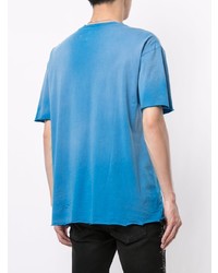 blaues bedrucktes T-Shirt mit einem Rundhalsausschnitt von Alchemist