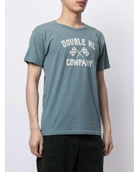 blaues bedrucktes T-Shirt mit einem Rundhalsausschnitt von Ralph Lauren Purple Label