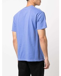 blaues bedrucktes T-Shirt mit einem Rundhalsausschnitt von Pleasures