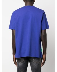 blaues bedrucktes T-Shirt mit einem Rundhalsausschnitt von DSQUARED2