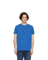 blaues bedrucktes T-Shirt mit einem Rundhalsausschnitt von Han Kjobenhavn