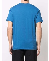 blaues bedrucktes T-Shirt mit einem Rundhalsausschnitt von Nike