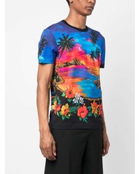 blaues bedrucktes T-Shirt mit einem Rundhalsausschnitt von Dolce & Gabbana