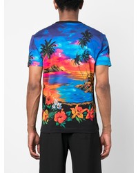 blaues bedrucktes T-Shirt mit einem Rundhalsausschnitt von Dolce & Gabbana