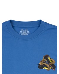 blaues bedrucktes T-Shirt mit einem Rundhalsausschnitt von Palace