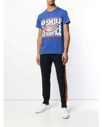 blaues bedrucktes T-Shirt mit einem Rundhalsausschnitt von Stella McCartney