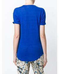 blaues bedrucktes T-Shirt mit einem Rundhalsausschnitt von Isabel Marant Etoile