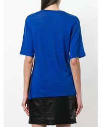 blaues bedrucktes T-Shirt mit einem Rundhalsausschnitt von Isabel Marant Etoile