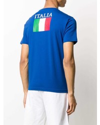 blaues bedrucktes T-Shirt mit einem Rundhalsausschnitt von Ea7 Emporio Armani