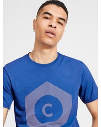 blaues bedrucktes T-Shirt mit einem Rundhalsausschnitt von Jack & Jones