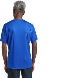 blaues bedrucktes T-Shirt mit einem Rundhalsausschnitt von Jack Wolfskin