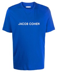 blaues bedrucktes T-Shirt mit einem Rundhalsausschnitt von Jacob Cohen
