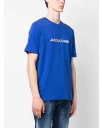 blaues bedrucktes T-Shirt mit einem Rundhalsausschnitt von Jacob Cohen