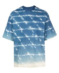blaues bedrucktes T-Shirt mit einem Rundhalsausschnitt von Jil Sander