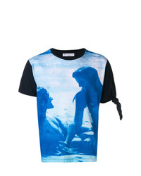 blaues bedrucktes T-Shirt mit einem Rundhalsausschnitt von JW Anderson