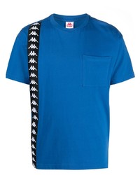 blaues bedrucktes T-Shirt mit einem Rundhalsausschnitt von Kappa