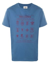 blaues bedrucktes T-Shirt mit einem Rundhalsausschnitt von Kent & Curwen