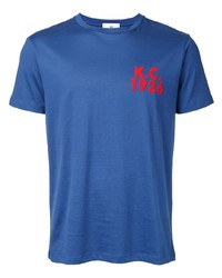blaues bedrucktes T-Shirt mit einem Rundhalsausschnitt von Kent & Curwen