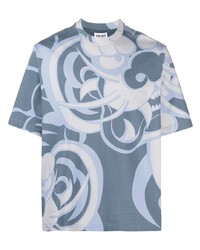 blaues bedrucktes T-Shirt mit einem Rundhalsausschnitt von Kenzo