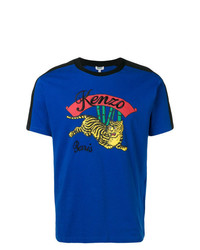 blaues bedrucktes T-Shirt mit einem Rundhalsausschnitt von Kenzo