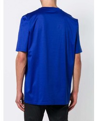 blaues bedrucktes T-Shirt mit einem Rundhalsausschnitt von Lanvin