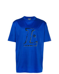blaues bedrucktes T-Shirt mit einem Rundhalsausschnitt von Lanvin