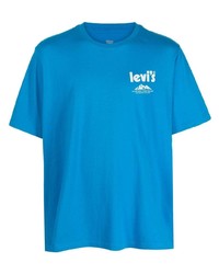 blaues bedrucktes T-Shirt mit einem Rundhalsausschnitt von Levi's