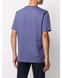 blaues bedrucktes T-Shirt mit einem Rundhalsausschnitt von Paul Smith