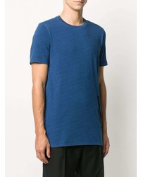 blaues bedrucktes T-Shirt mit einem Rundhalsausschnitt von Lanvin