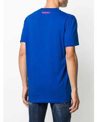 blaues bedrucktes T-Shirt mit einem Rundhalsausschnitt von DSQUARED2