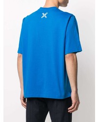 blaues bedrucktes T-Shirt mit einem Rundhalsausschnitt von Kenzo