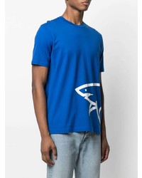 blaues bedrucktes T-Shirt mit einem Rundhalsausschnitt von Paul & Shark