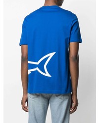 blaues bedrucktes T-Shirt mit einem Rundhalsausschnitt von Paul & Shark