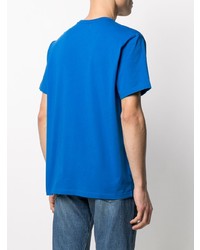 blaues bedrucktes T-Shirt mit einem Rundhalsausschnitt von Woolrich