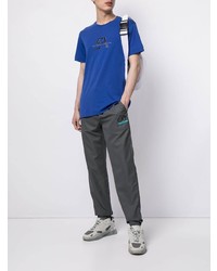 blaues bedrucktes T-Shirt mit einem Rundhalsausschnitt von Emporio Armani